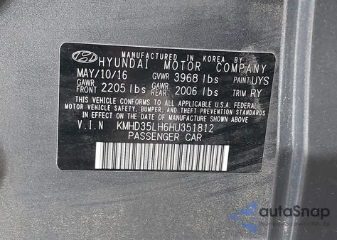 2017 Hyundai Elantra Gt z USA, uszkodzony, nr VIN KMHD35LH6HU351812